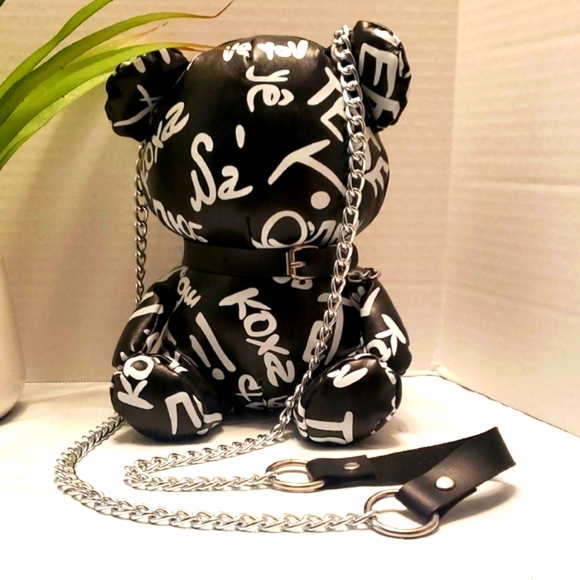 Unbranded Handbags - Black and White Graphic Bear-Shaped Bag  NWOT